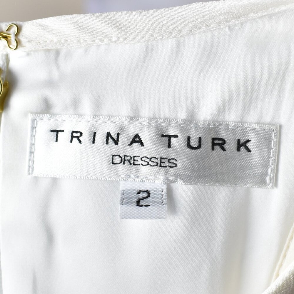 Trina Turk April Eyelash Fringe Trim Fit and Flare Dress - 2 - Picture 10 of 10